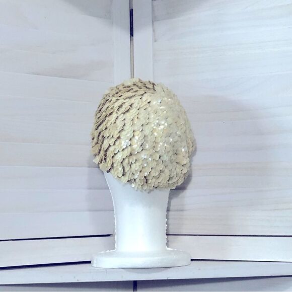 Vintage Handmade Beaded Sequin Beret Hat - Picture 5 of 9